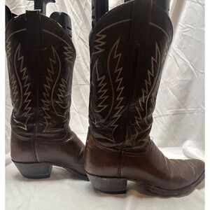 VTG Adams Boot Co Dark Brown Mens Cowboy Western Boots Size 9D